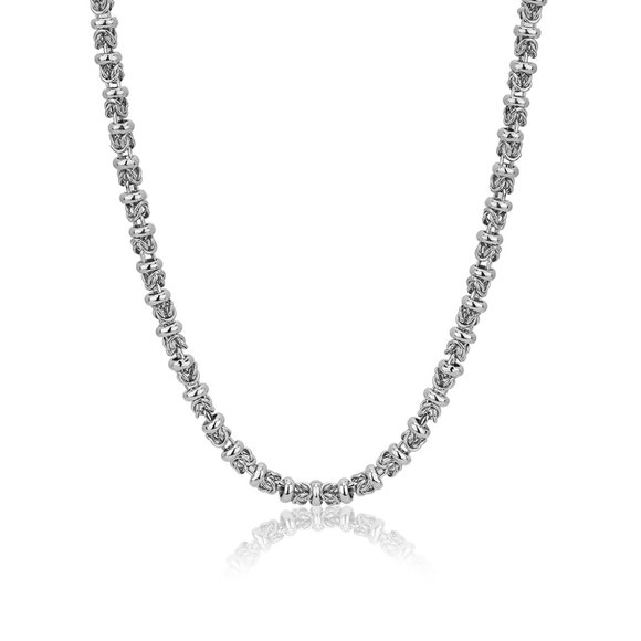 Vanbelle Sterling Silver Jewelry Handmade Byzantine Chain Necklace - Picture 2 of 5